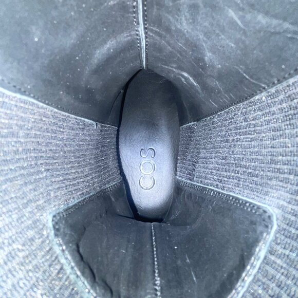 COS Women’s Purple Leather Stretch Panels Platform Hi Top Chelsea Boots Size 8 - Picture 7 of 11